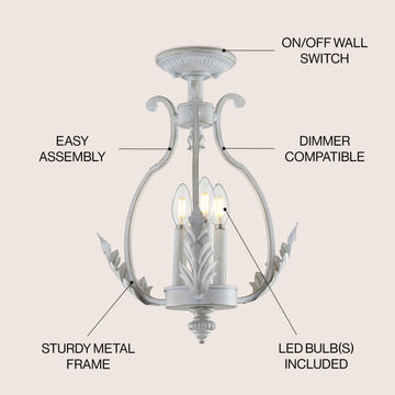 Austen 12.2" Metal LED Semi Flush Mount - JONATHAN Y